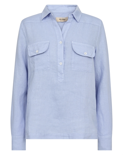 Mos Mosh - MMEnna Linen Pocket Bluse - Brunnera Blue